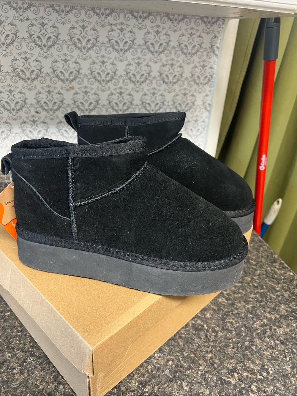 Black Suede Ankle Platform Boots